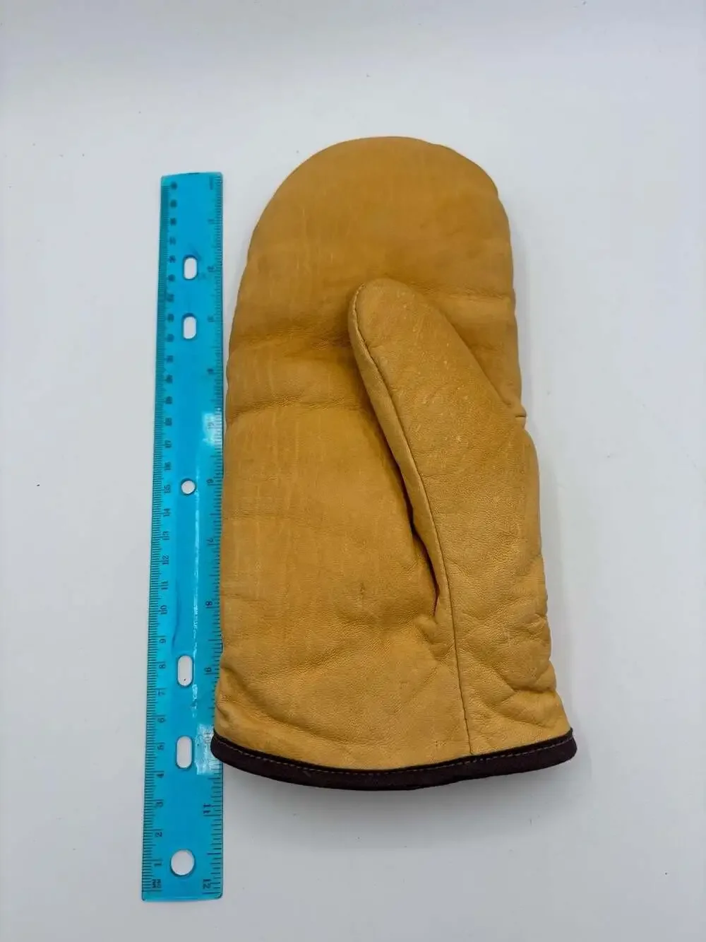 Vintage Genuine Steerhide Soft Durable Shearling Lined Winter Mittens XL
